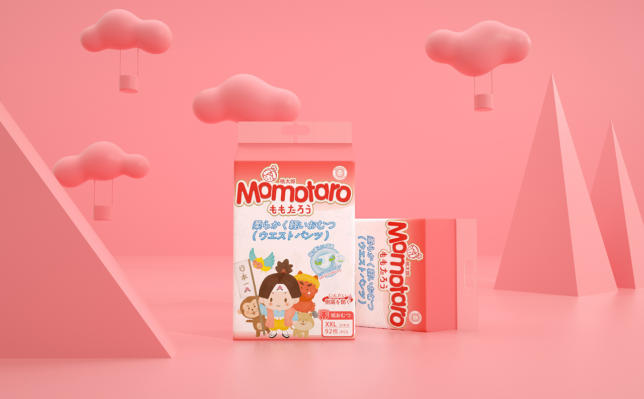 MOMOTARO桃太郎卫生用品系列包装设计 传统与安全的巧妙融合